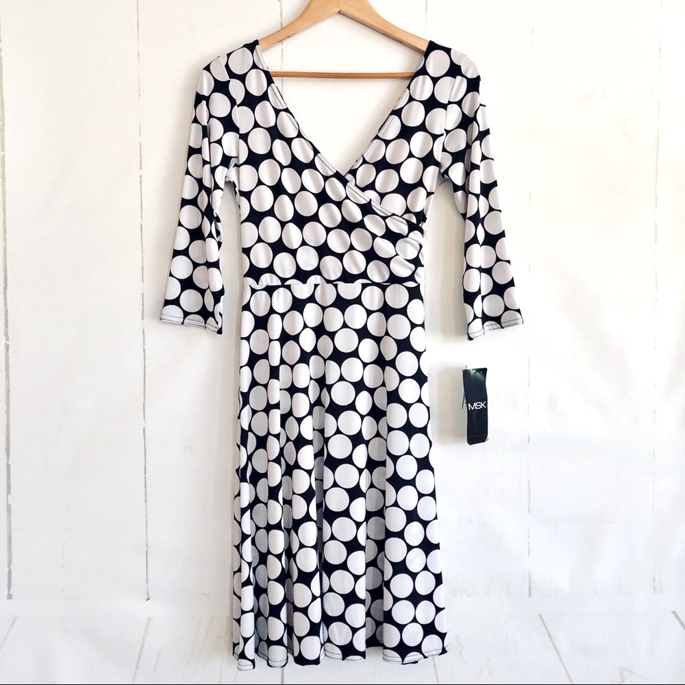 MSK V-Neck & Back Faux Wrap Stretchy Dress